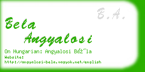 bela angyalosi business card